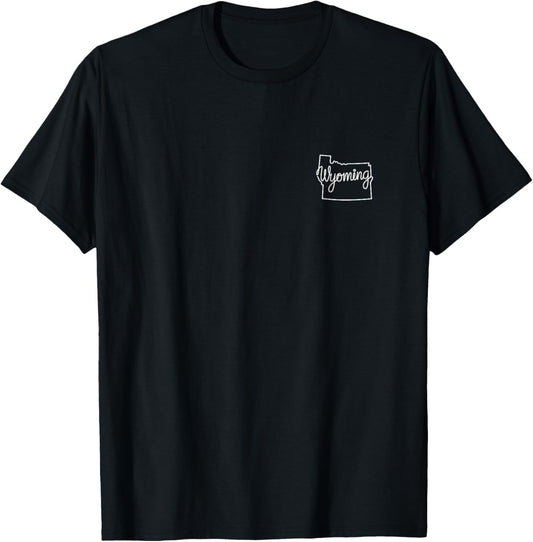 Wyoming Minimalist Badge Patch Line Art WY T-Shirt - T-Shirt | Black