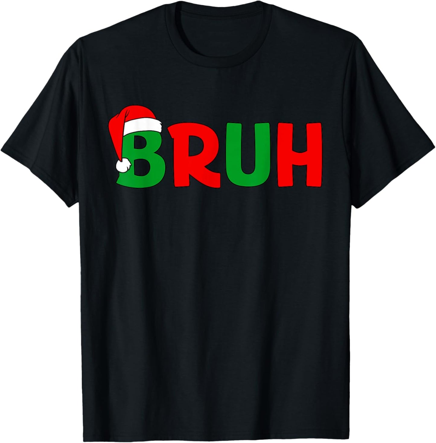 Bruh Christmas Kids Teens Boys Funny Christmas Humor Meme T-Shirt - T-Shirt | Black