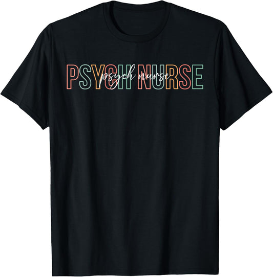 Boho Psych Nurse Appreciation Psychiatric Nurse T-Shirt - T-Shirt | Black