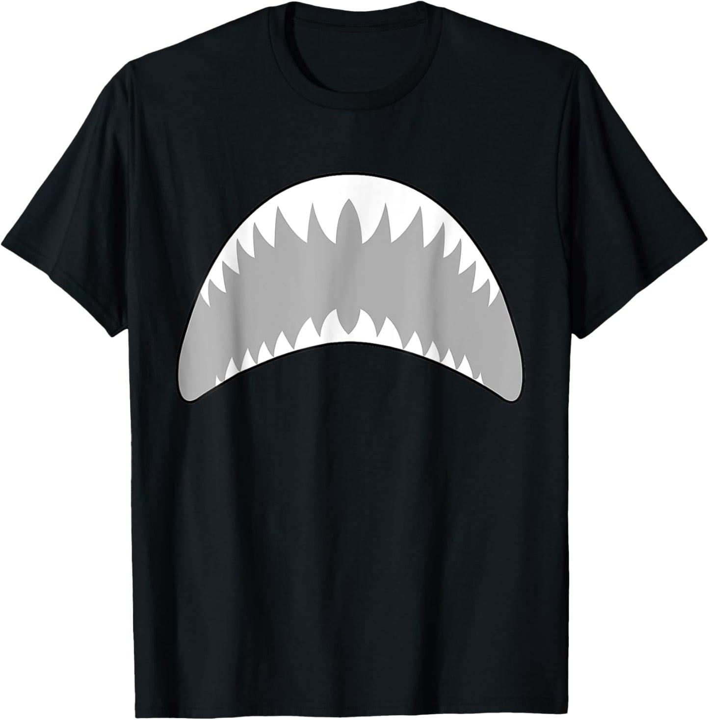 Shark Mo-uth Ja-w Costume Lazy Easy For Halloween Party T-Shirt - T-Shirt | Black