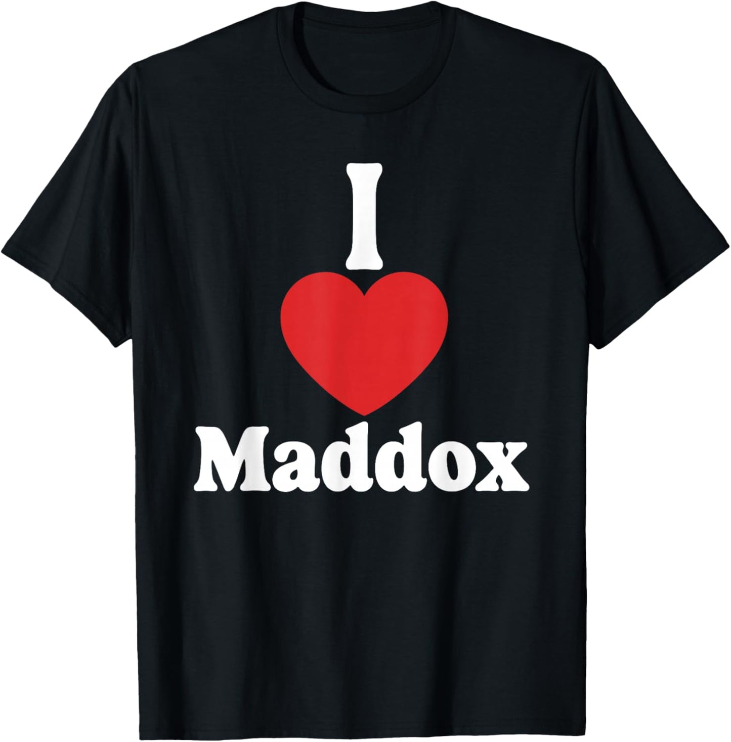 I Love Maddox Heart Groovy Personalized Name Maddox T-Shirt - T-Shirt | Black