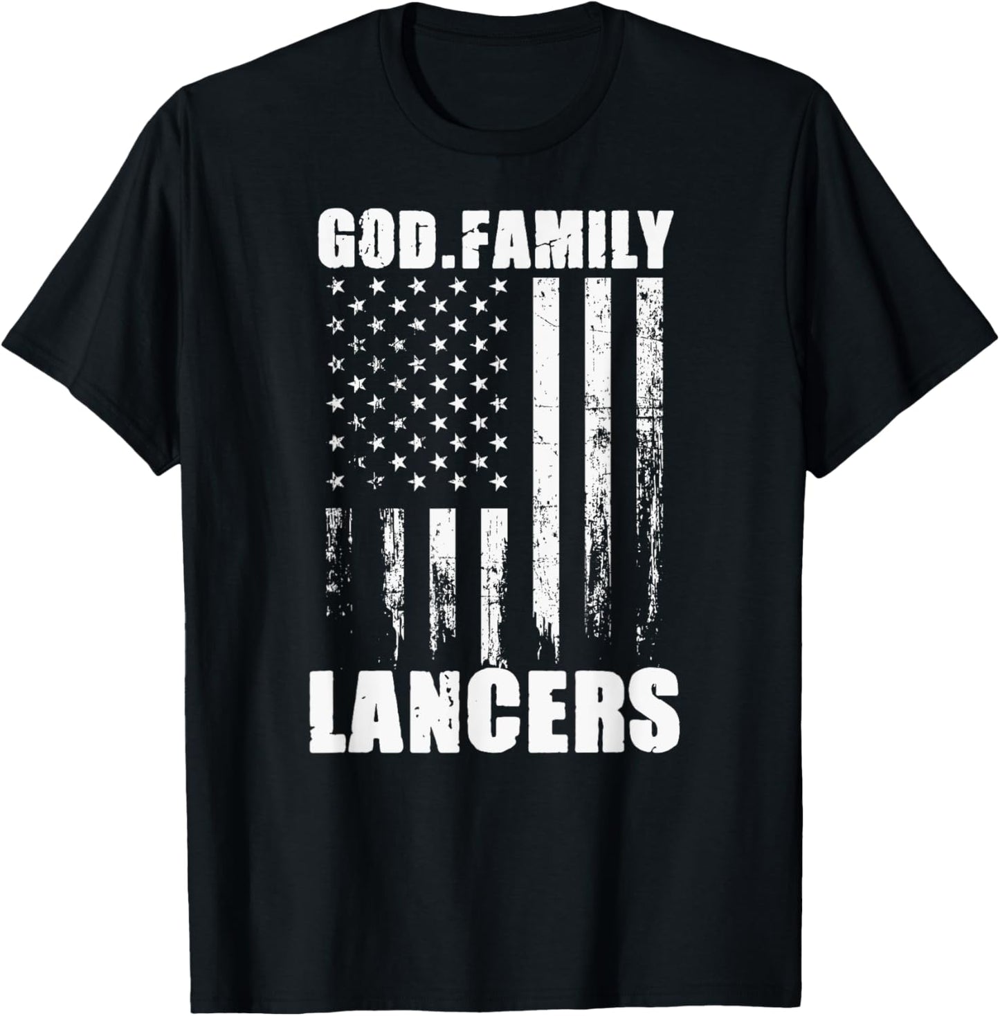 Lakewood Lancers God. Family. Vintage USA Flag T-Shirt - T-Shirt | Black