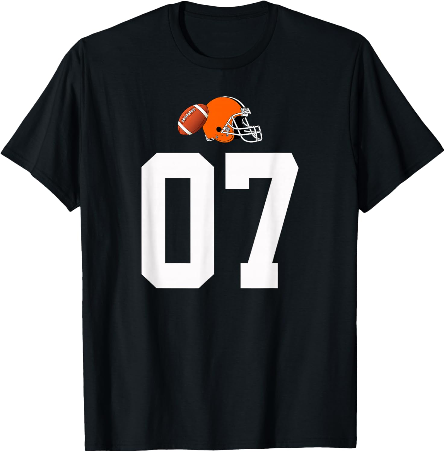 American Football Helmet Style Vintage Number 07 T-Shirt - T-Shirt | Black