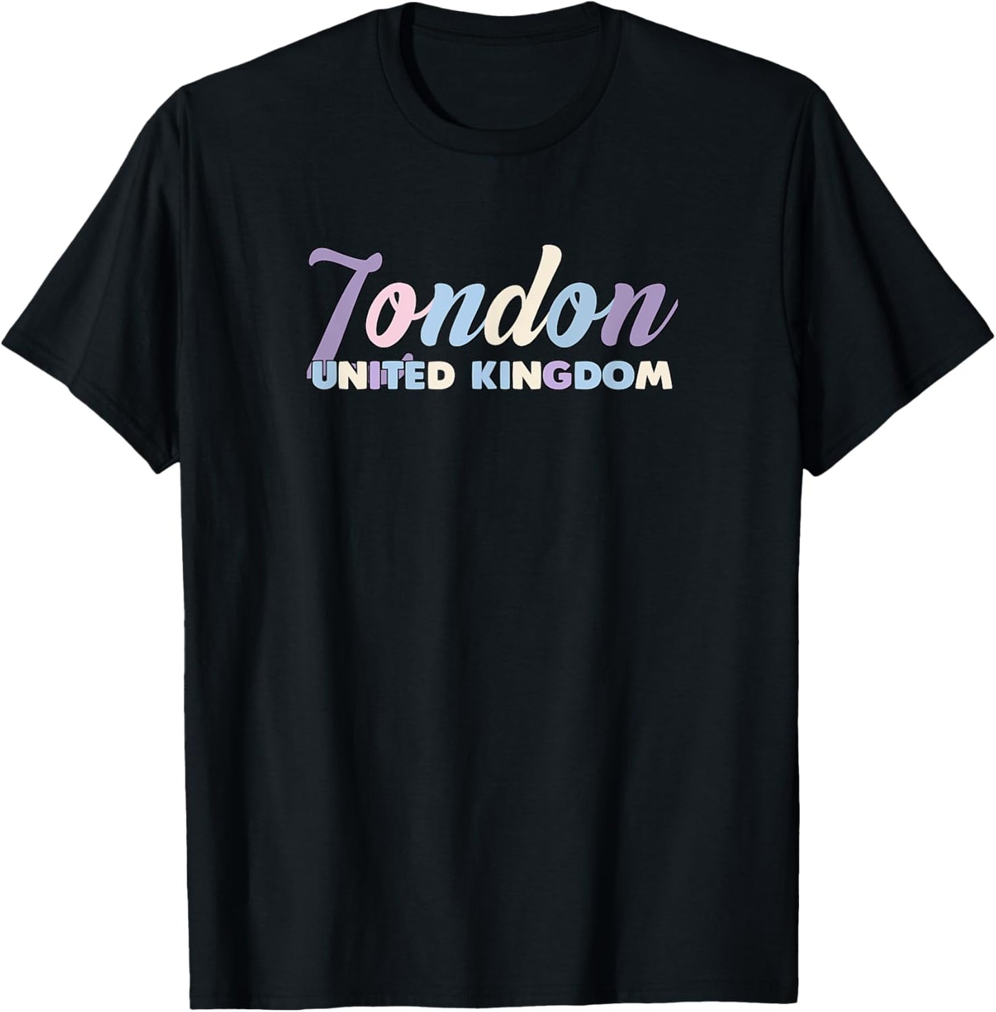 London United Kingdom Pastel Text Art T-Shirt - T-Shirt | Black