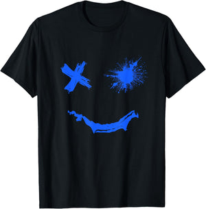 Blue Grunge Smile Royal Blue Graphic T-Shirt - T-Shirt | Black