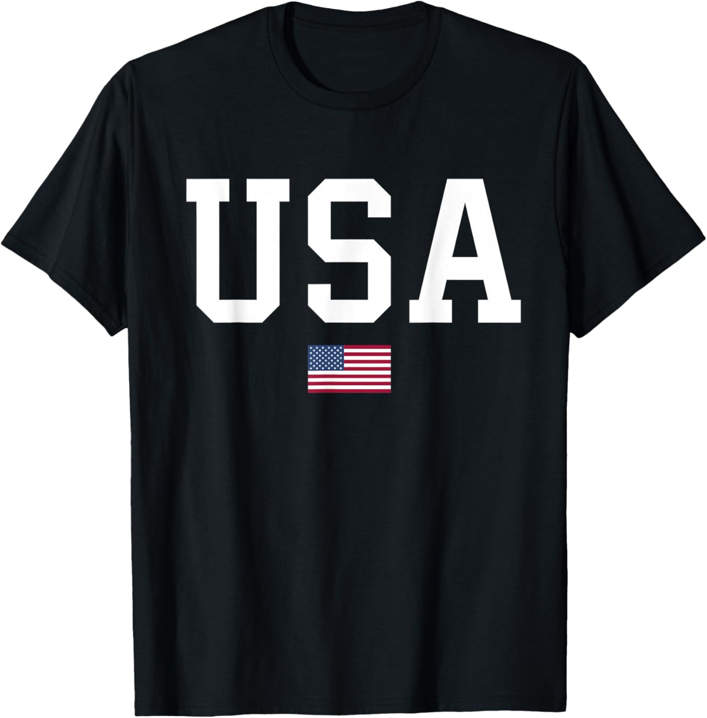 USA Women Men Kids American Flag Patriotic 4th of July T-Shirt - T-Shirt | Black