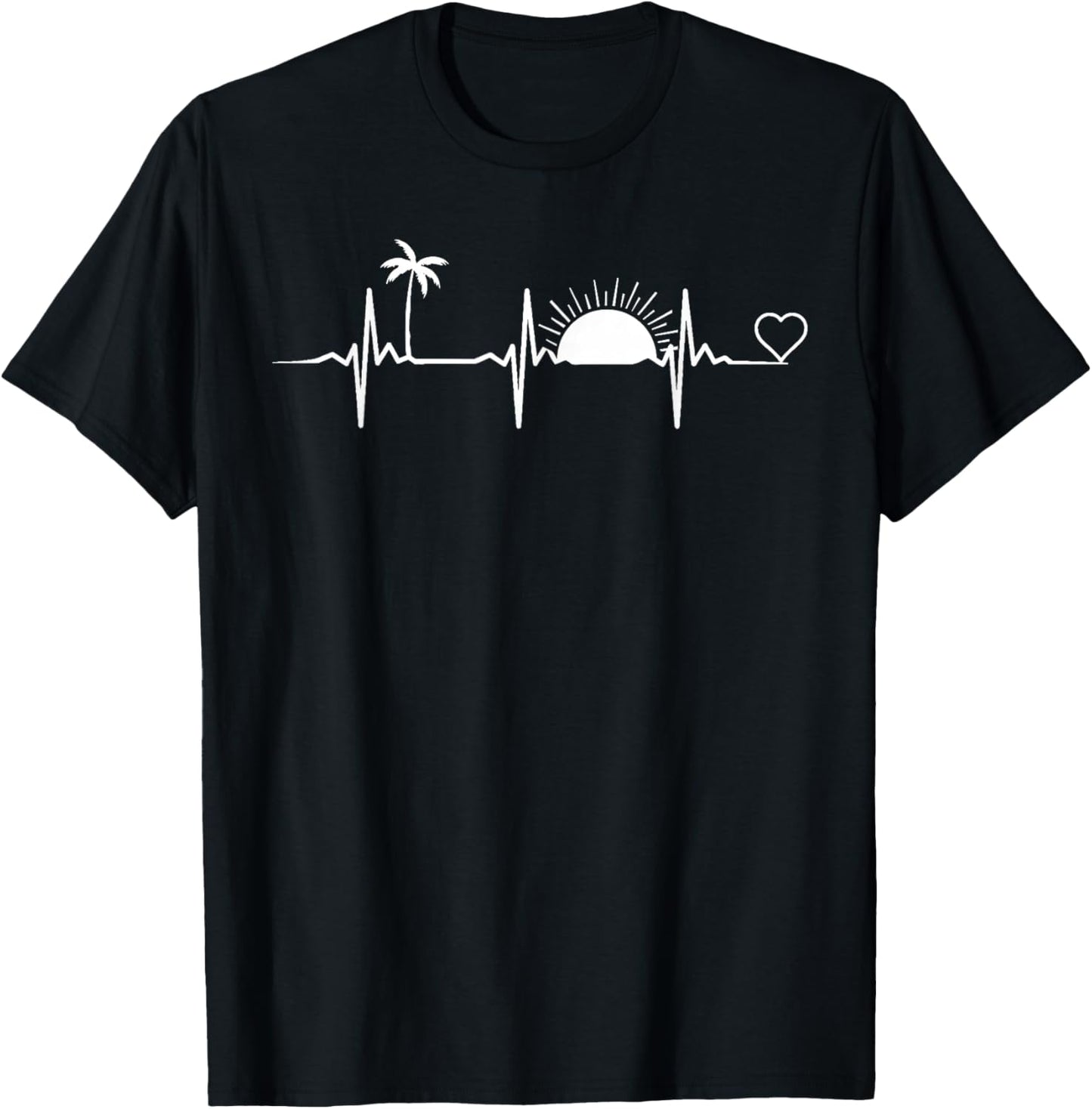 Life Is Really Good Beach Heartbeat Summer Beach Vacation T-Shirt - T-Shirt | Black