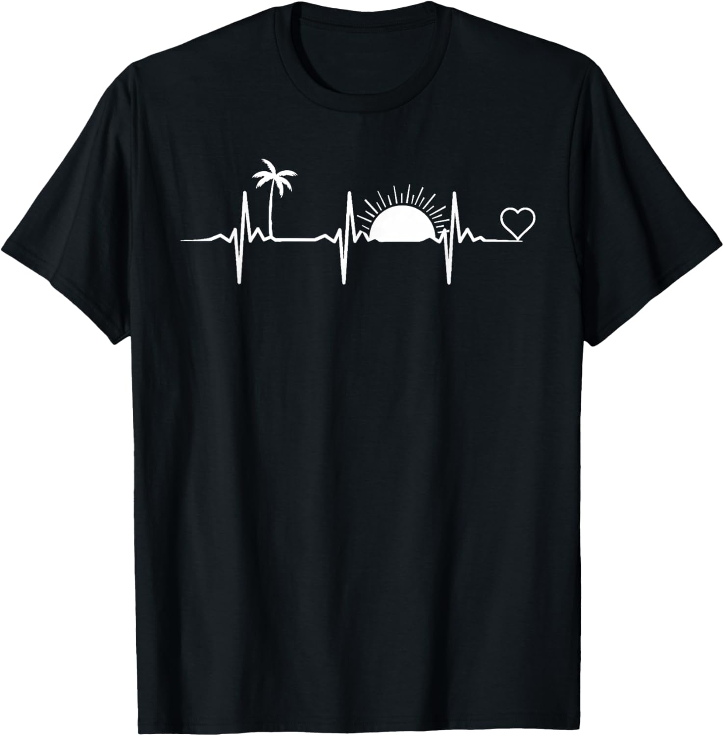 Life Is Really Good Beach Heartbeat Summer Beach Vacation T-Shirt - T-Shirt | Black