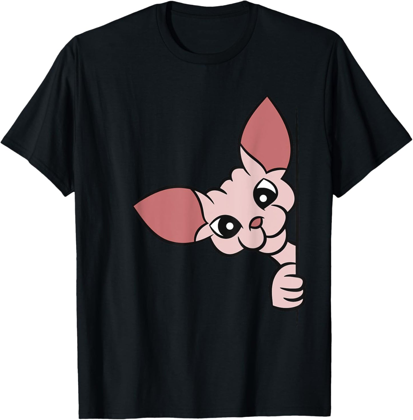 Cute Sphynx Cat Peeking From Side Women Kids T-Shirt - T-Shirt | Black
