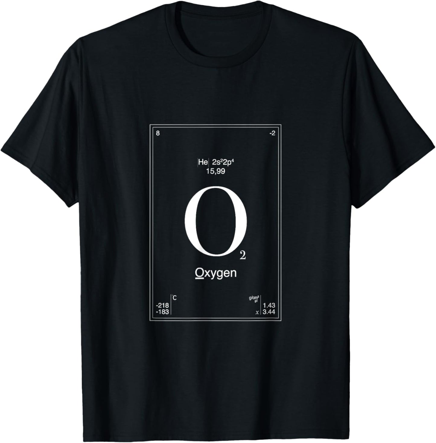 Oxygen O2 Element 8 Periodic Table Design T-Shirt - T-Shirt | Black