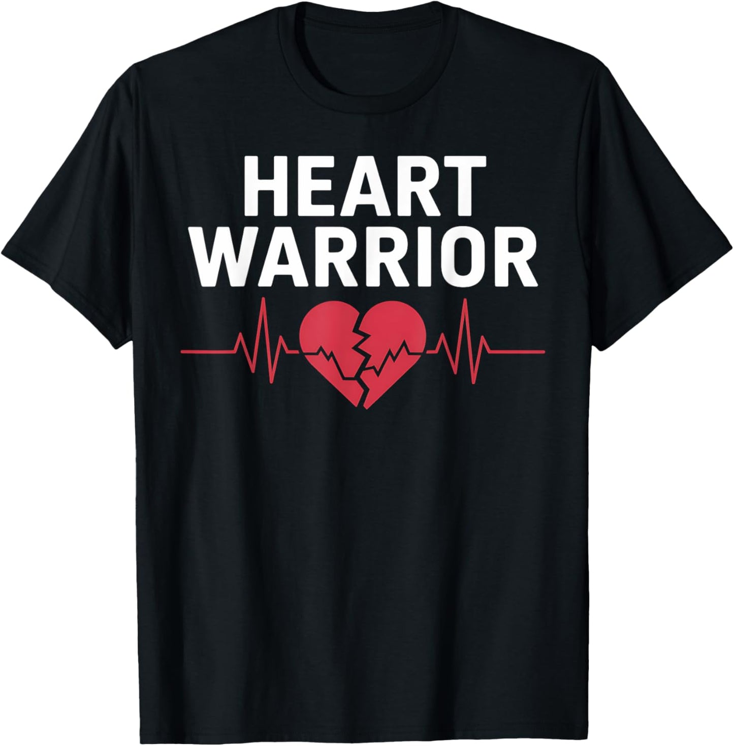 Heart Warrior Heart Attack Survivor Awareness EKG Heartbeat T-Shirt - T-Shirt | Black