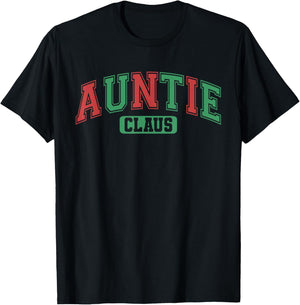 Auntie Claus Xmas Santa Hat Matching Family Christmas T-Shirt - T-Shirt | Black