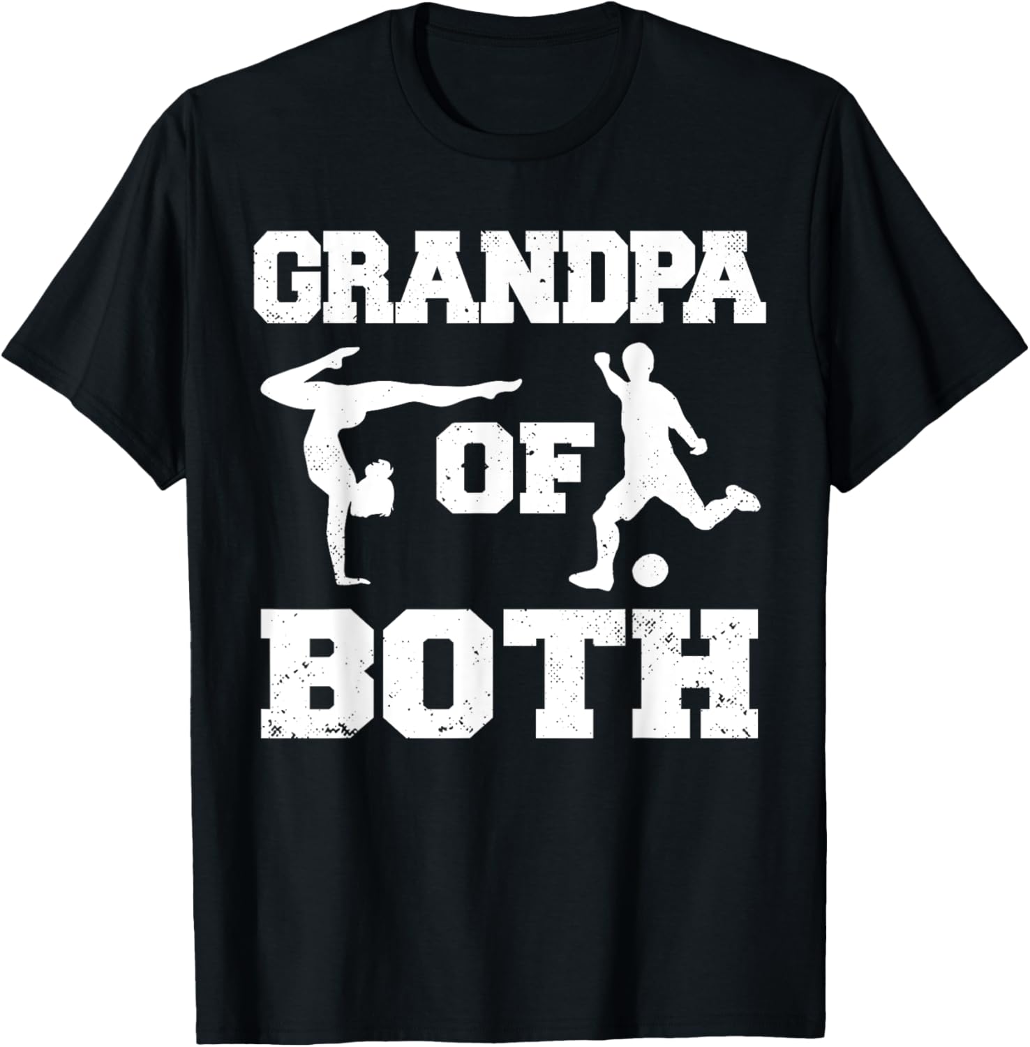 Grandpa Of Both Funny Soccer and Gymnastics Grandpa T-Shirt - T-Shirt | Black