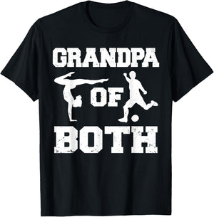 Grandpa Of Both Funny Soccer and Gymnastics Grandpa T-Shirt - T-Shirt | Black