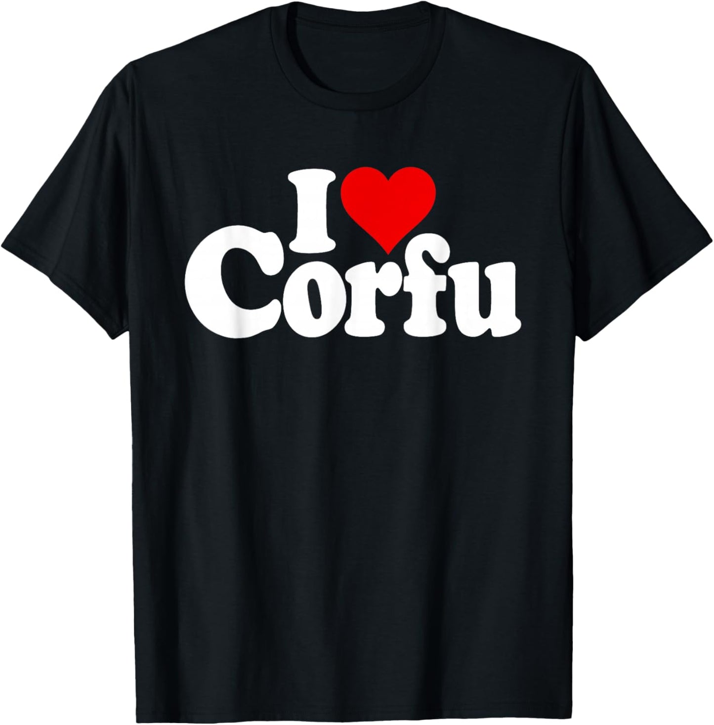 I Love Heart Corfu Greece Greek Islands Ionian Sea T-Shirt - T-Shirt | Black