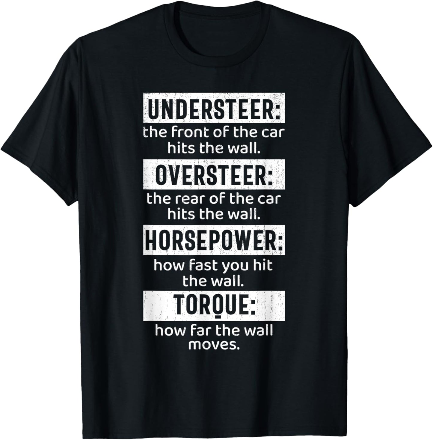 Automotive Funny Understeer Oversteer Horsepower Torque T-Shirt - T-Shirt | Black