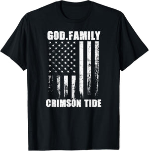 Minden Crimson Tide God. Family. Vintage USA Flag T-Shirt - T-Shirt | Black