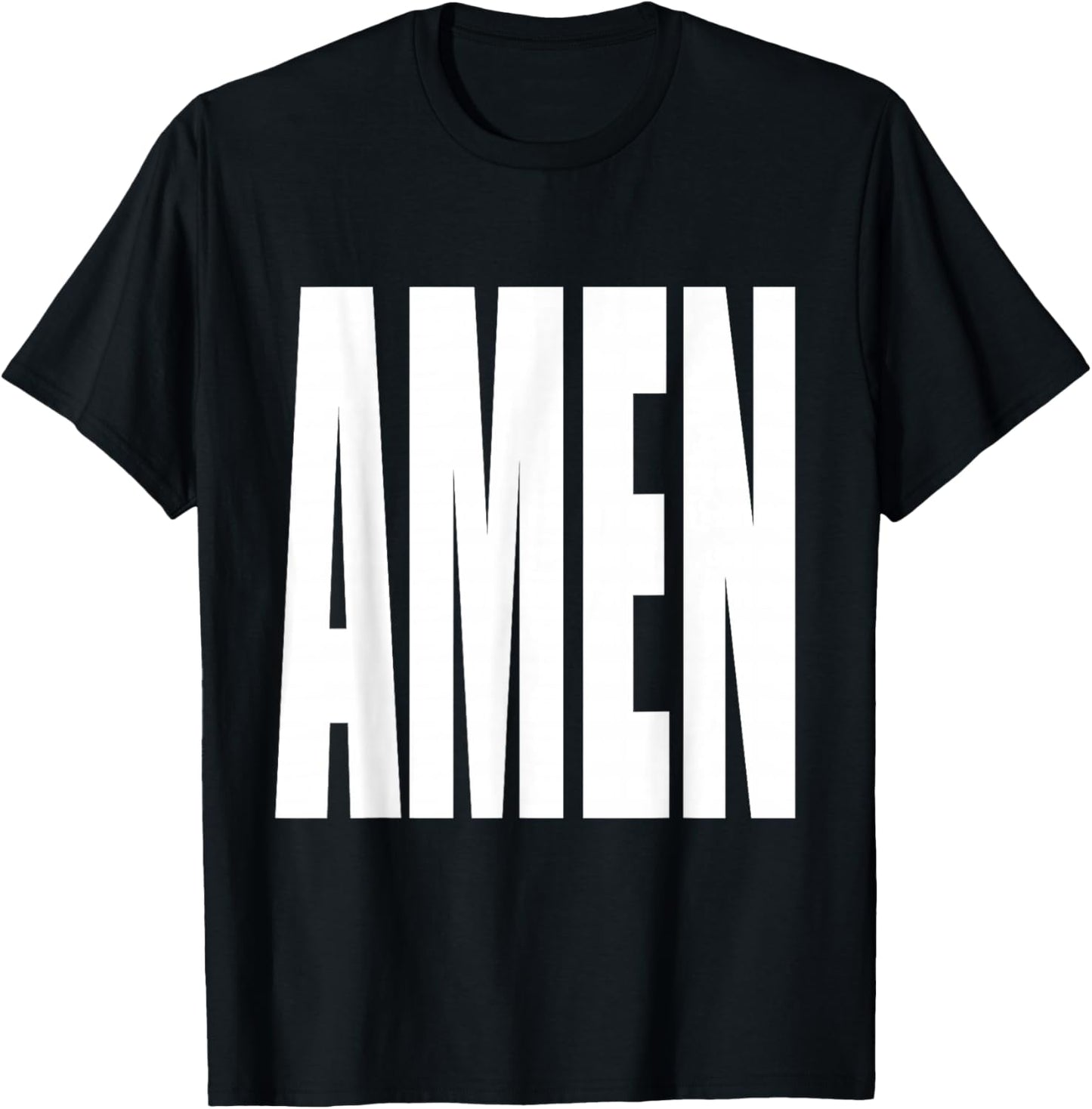 "Amen" Exclamation Saying Large Bold Letters Simple Amen T-Shirt - T-Shirt | Black