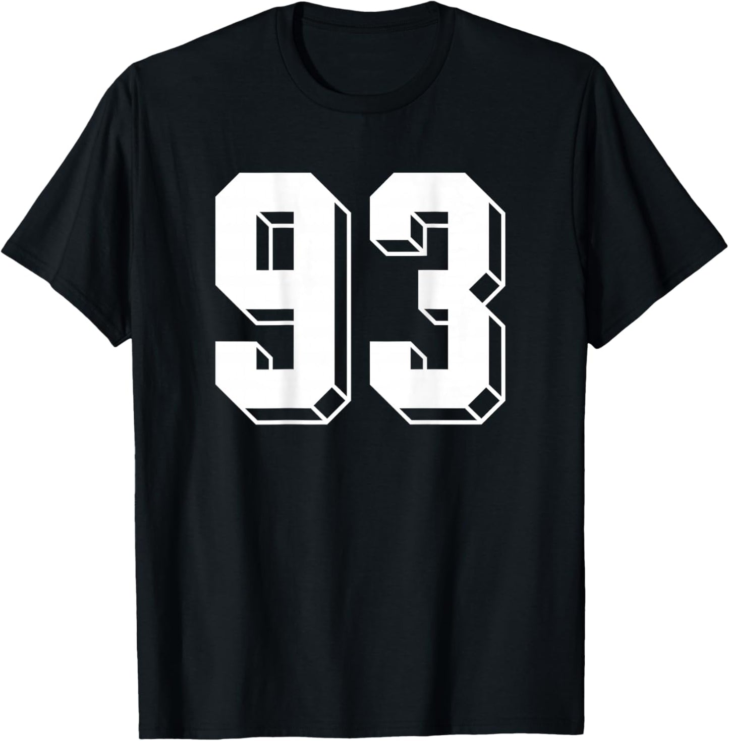 Number 93 BACKSIDE - Retro 80s 90s Team Jersey Numbered T-Shirt - T-Shirt | Black
