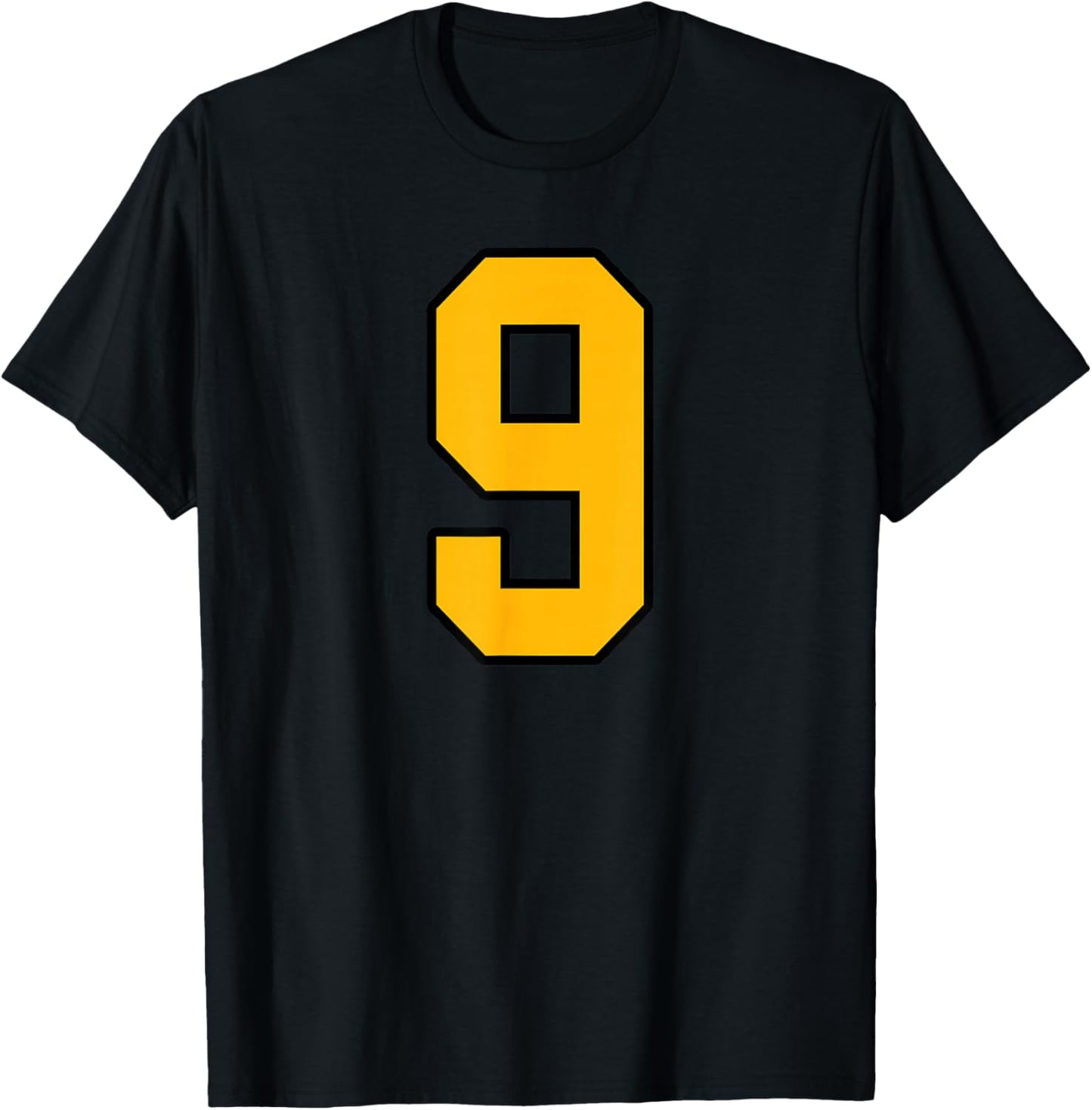 Gold and Black Sports Number 9 Jersey Uniform Player T-Shirt - T-Shirt | Black