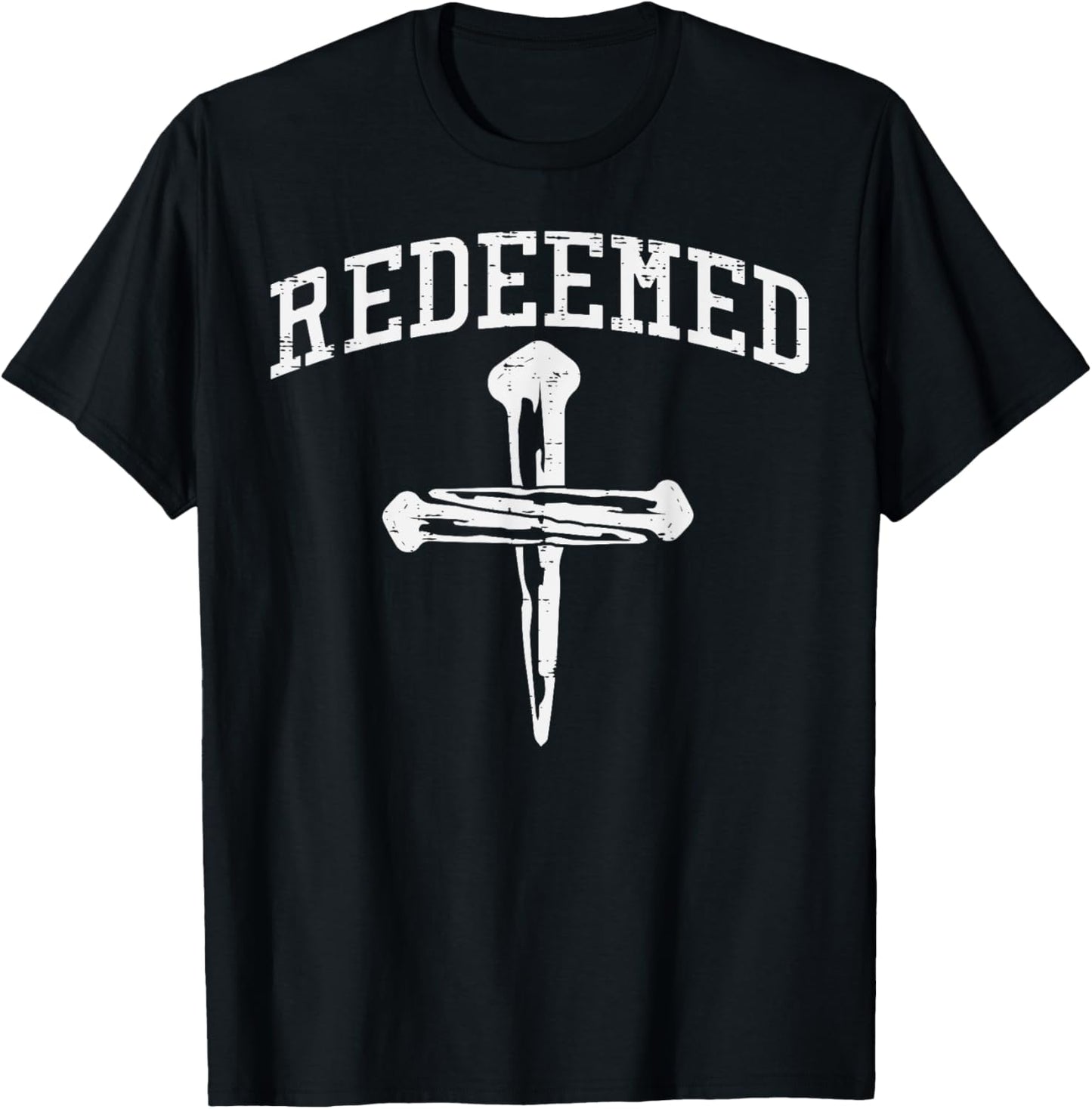 Christian Redeemed Nails Cross Faith Religious Men Women Kid T-Shirt - T-Shirt | Black