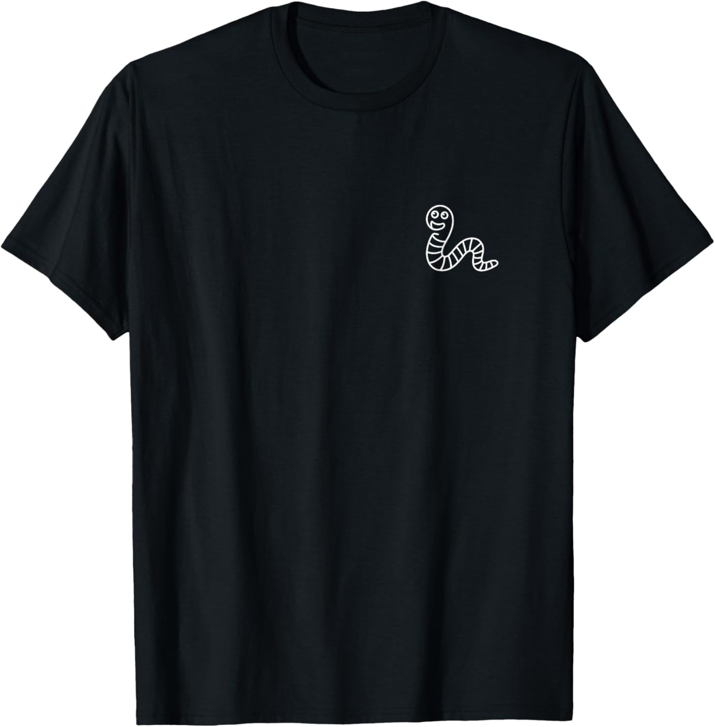 Worm Minimalist Badge Patch Line Art T-Shirt - T-Shirt | Black