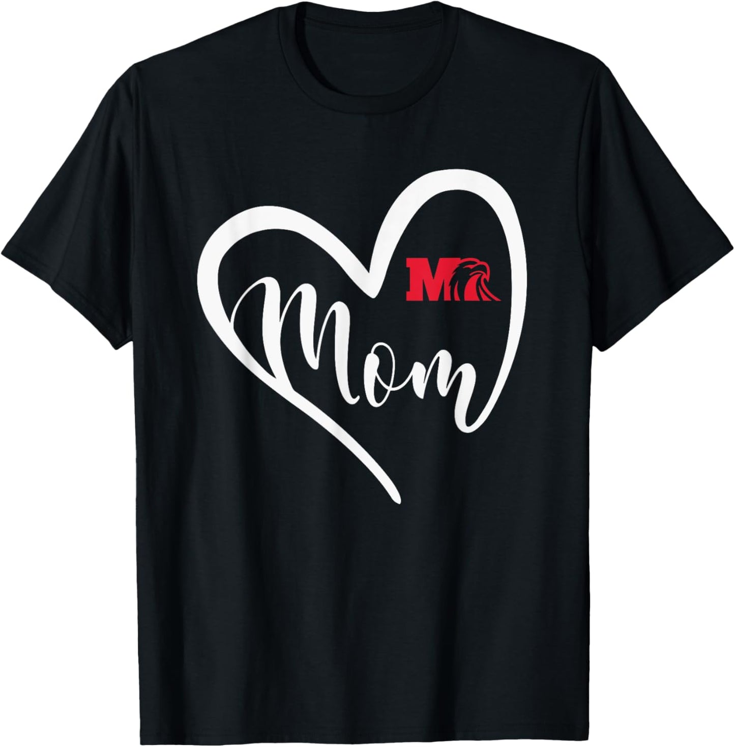 Milford Eagles Logo Heart Mom HS T-Shirt - T-Shirt | Black