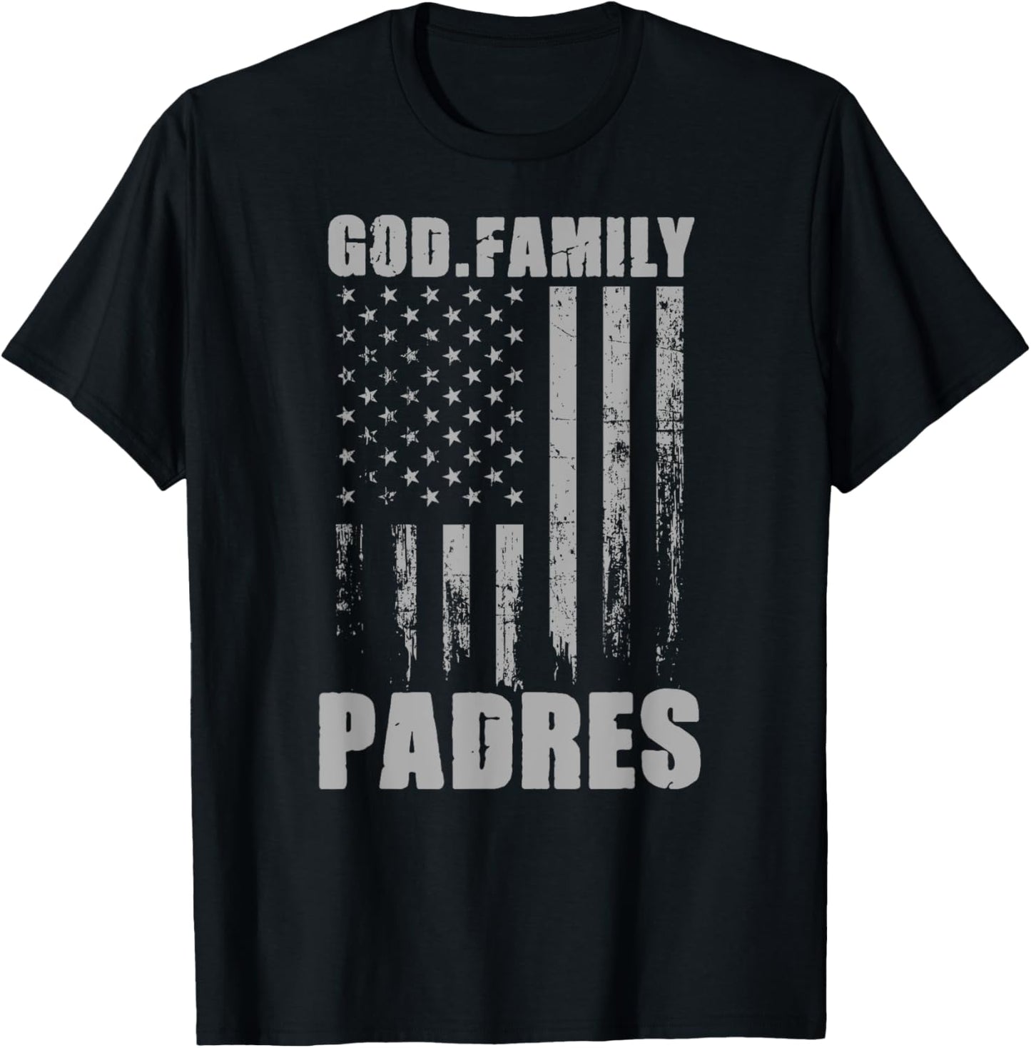 Carmel Padres God. Family. Vintage USA Flag T-Shirt - T-Shirt | Black