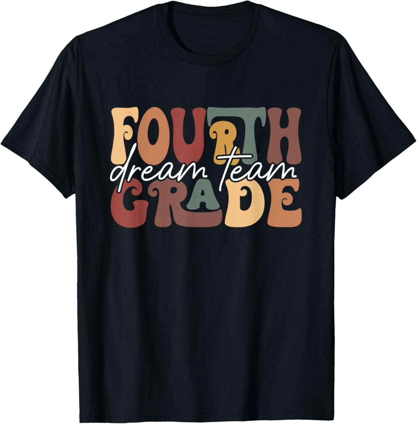 Retro fourth Grade Dream Team Groovy Teacher Back to School T-Shirt - T-Shirt | Black