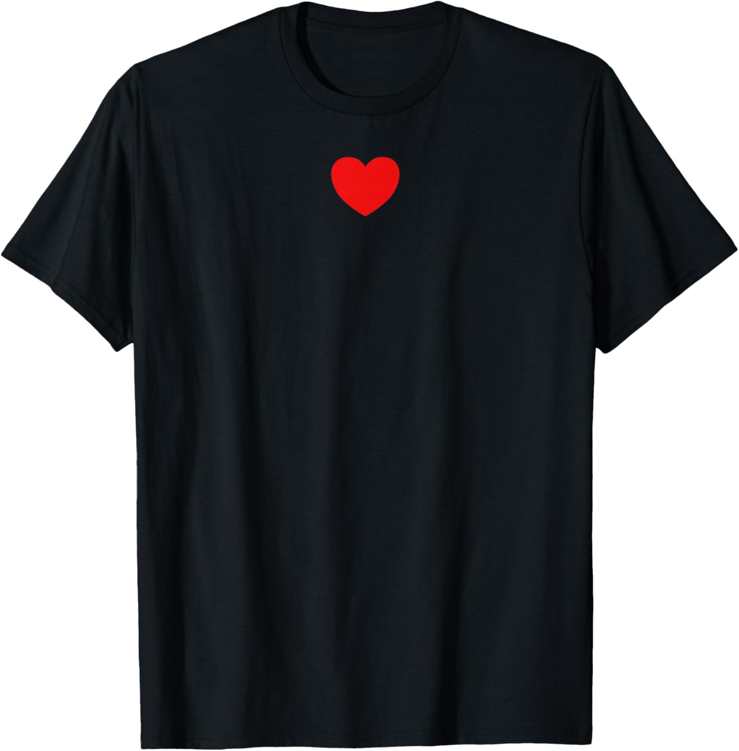 Small Red Heart Middle Trendy Simple Heart T-Shirt - T-Shirt | Black