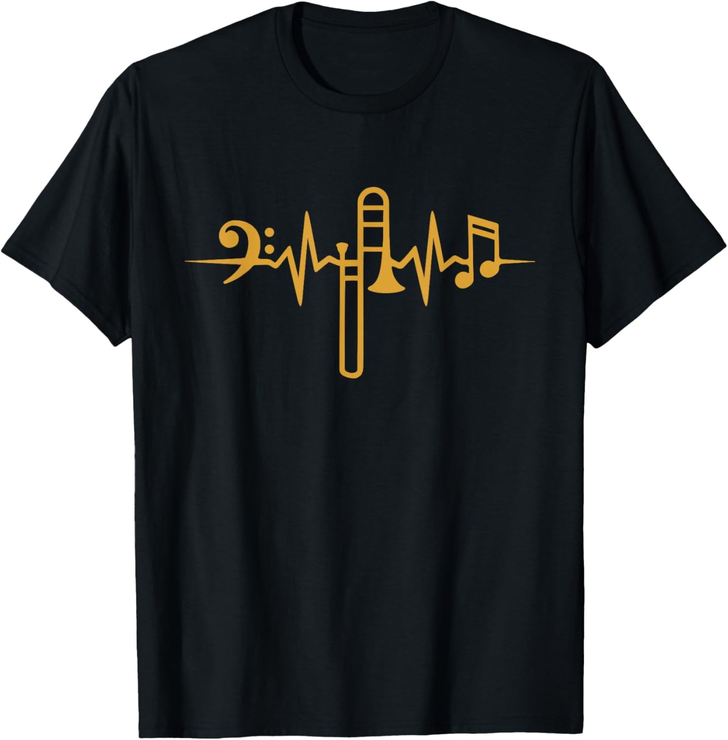 Trombonist Brass Music Heartbeat Trombone T-Shirt - T-Shirt | Black