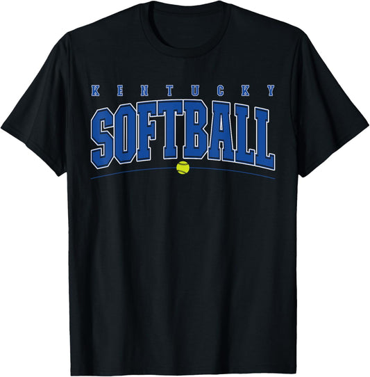 Kentucky Softball Vintage Kids Team Retro Softball Fan T-Shirt - T-Shirt | Black