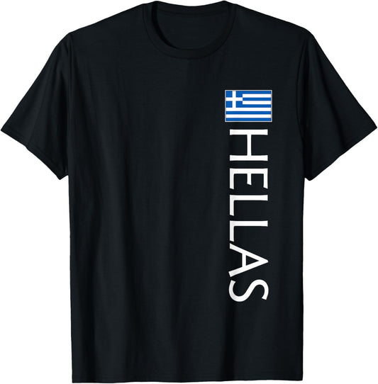 Hellas Greece Athletic Sports Greek Jersey Vertical Style T-Shirt - T-Shirt | Black