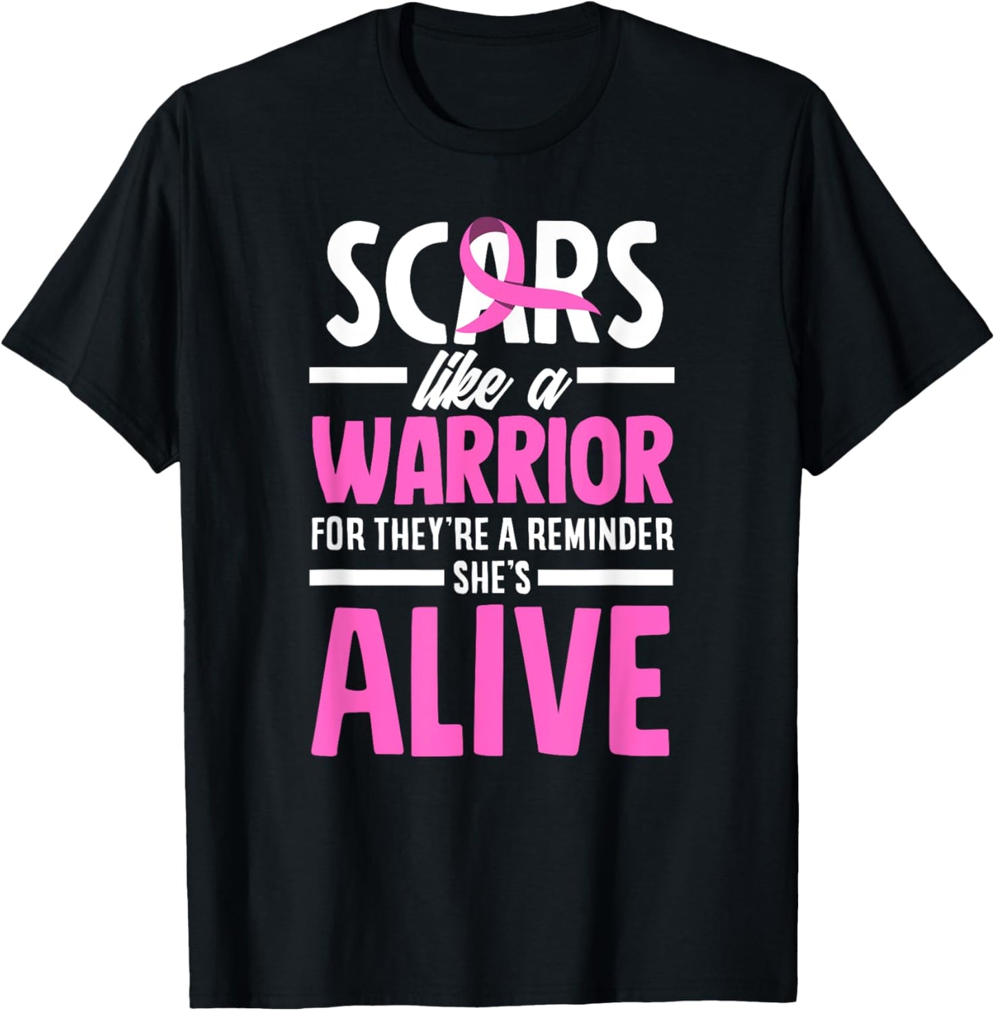 Breast Cancer Awareness Scars Breast Cancer Warrior T-Shirt - T-Shirt | Black