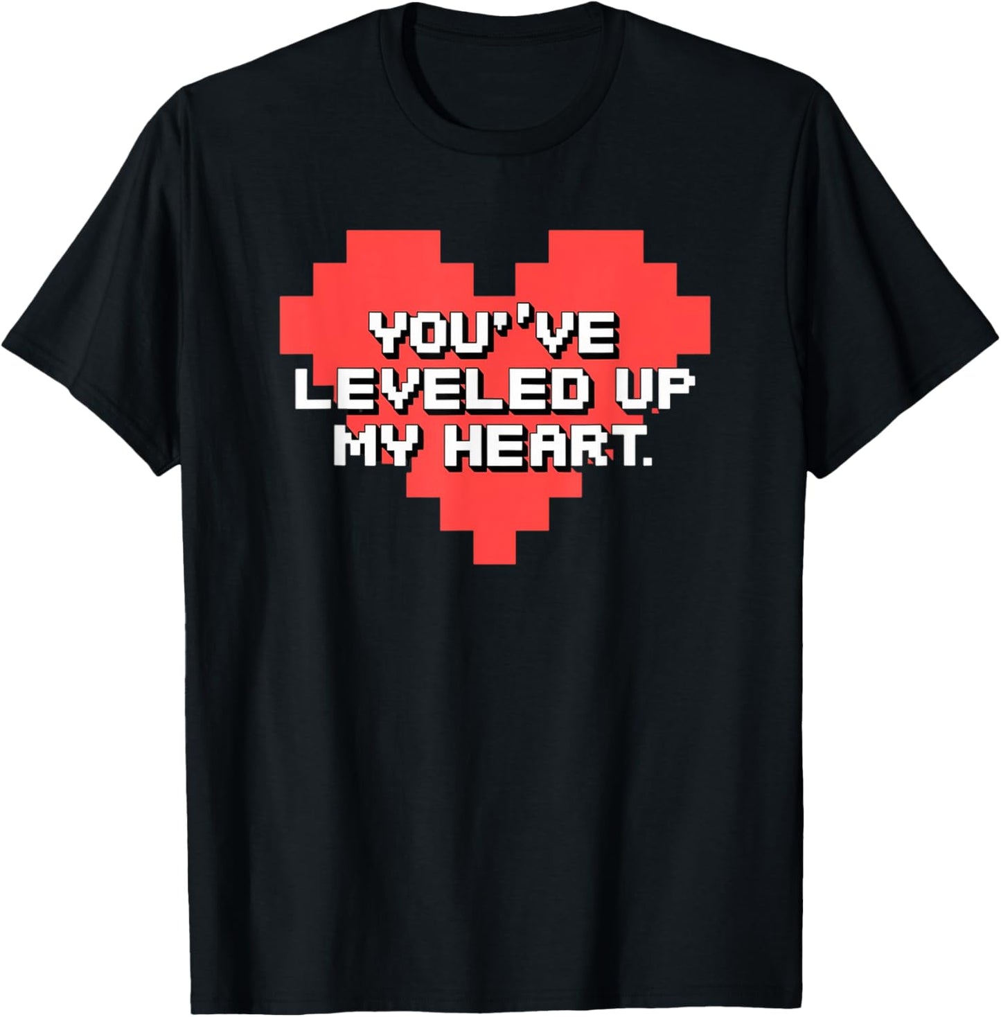 You've Leveled Up My Heart Gamer Love Valentine's Day Retro T-Shirt - T-Shirt | Black