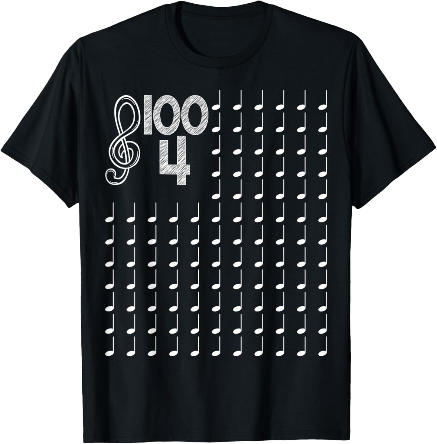 100th Day of School Musical Notes Music Teacher Kids T-Shirt - T-Shirt | Black