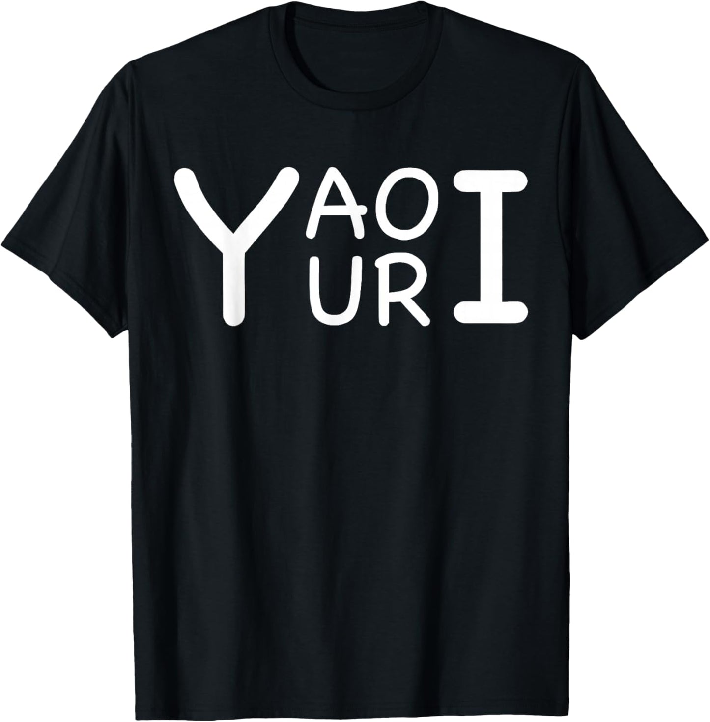 Yaoi Yuri Funny Anime Manga Fan Humor Novelty Typography T-Shirt - T-Shirt | Black