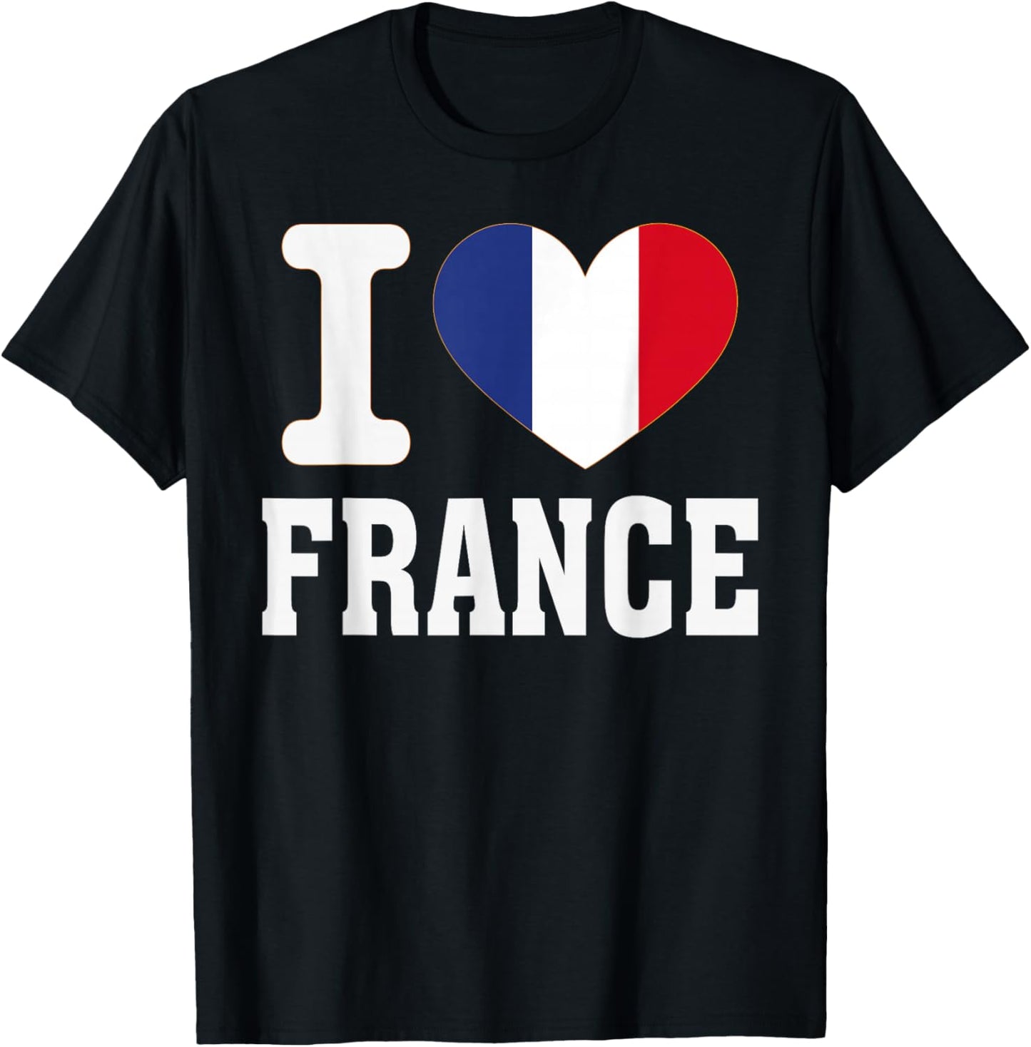 I Love France Heart Souvenir Lovers Pride Travel T-Shirt - T-Shirt | Black