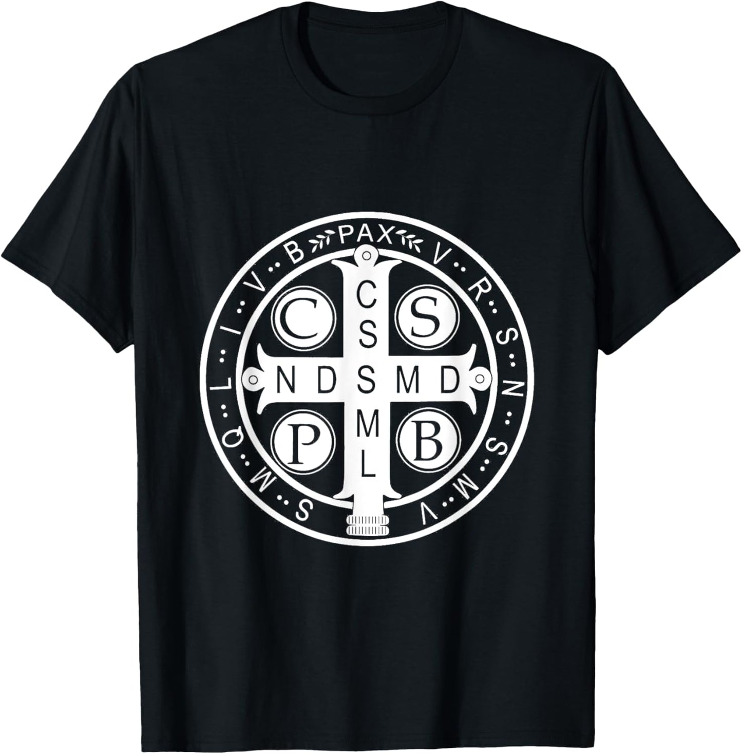 St. Benedict Medal - Traditional Latin Catholic Christian T-Shirt - T-Shirt | Black