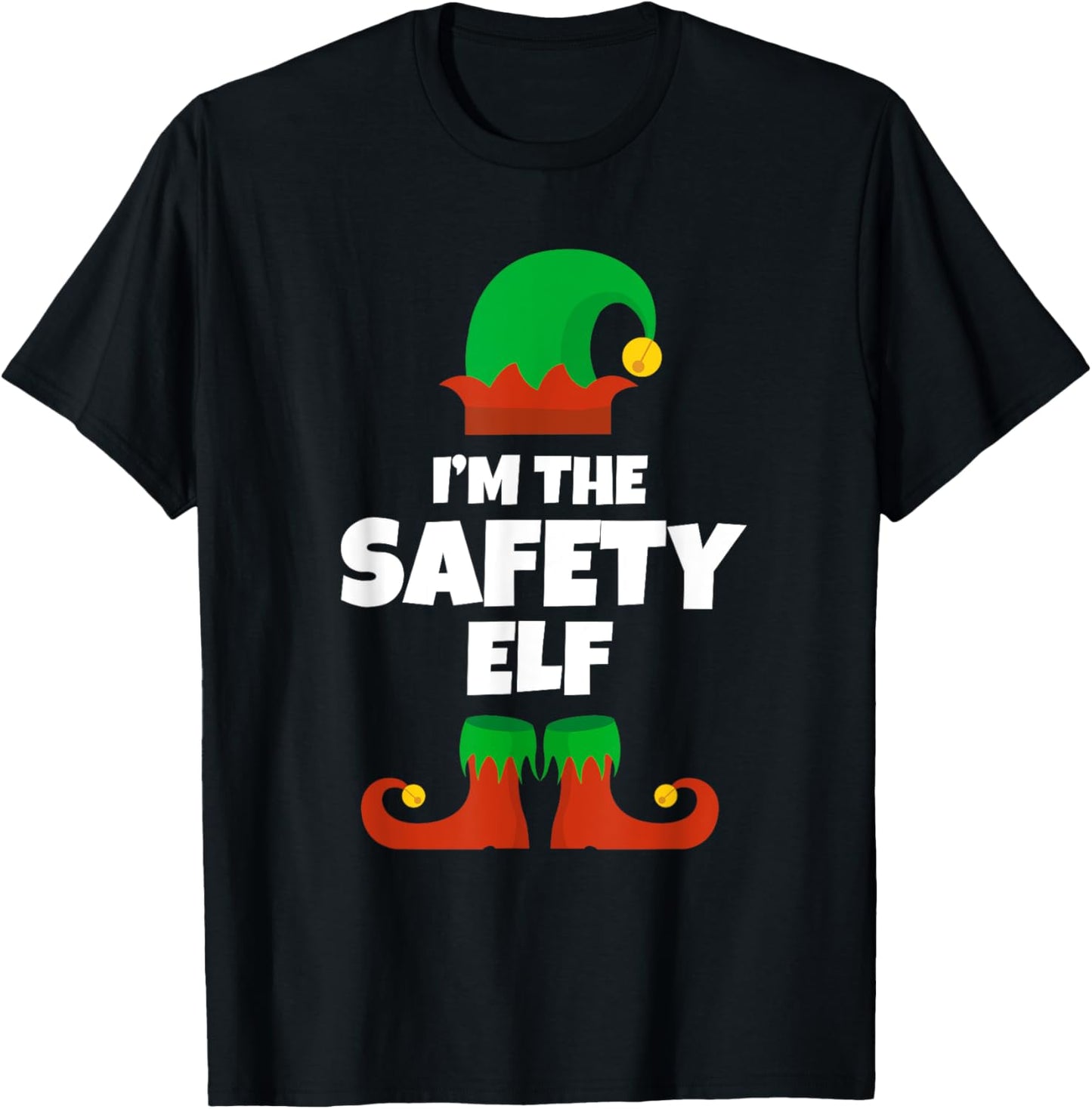 I'm The Safety Elf Family Pajama Christmas Officer Manager T-Shirt - T-Shirt | Black