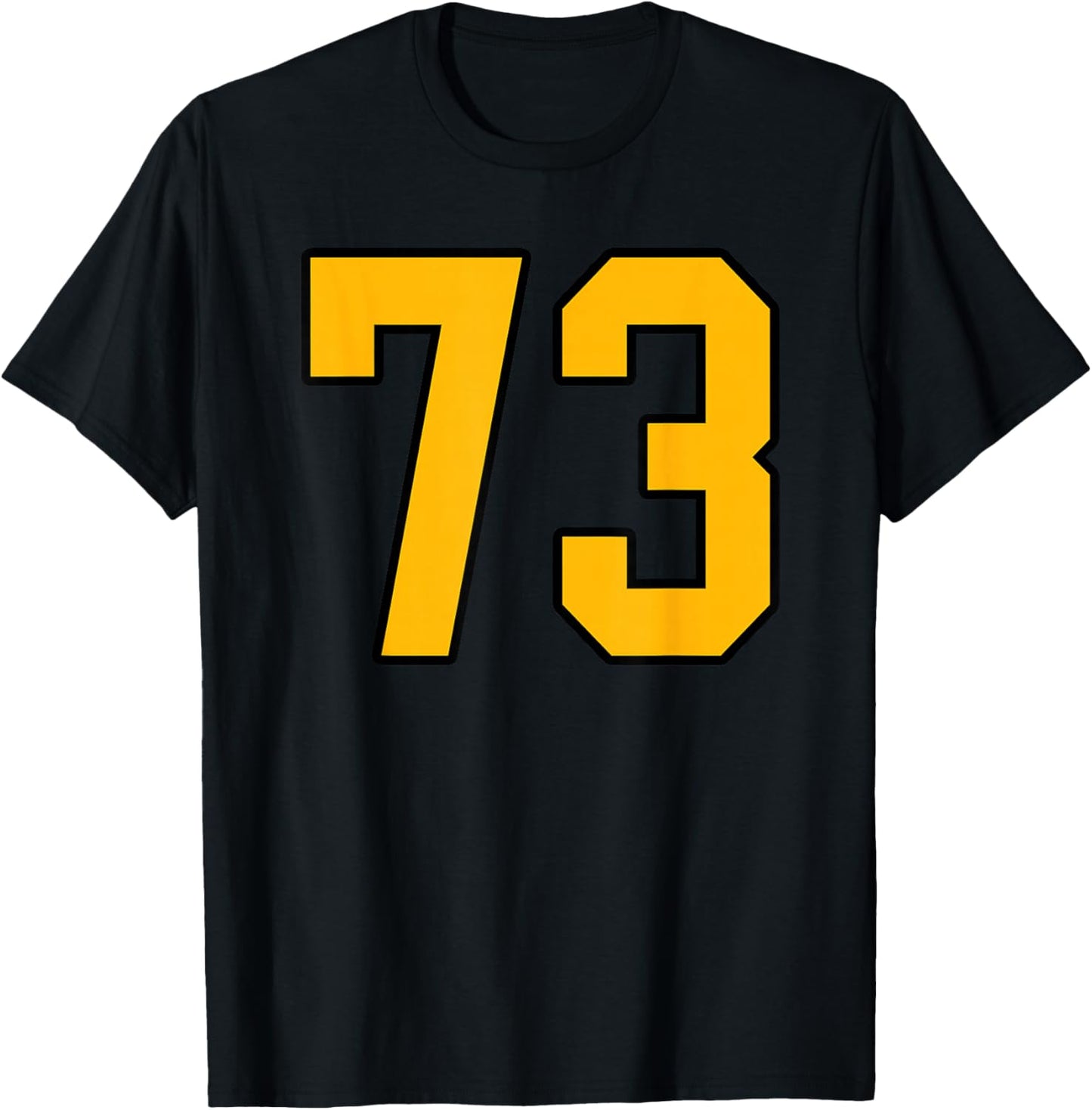 Gold and Black Sports Number 73 Jersey Uniform Player T-Shirt - T-Shirt | Black