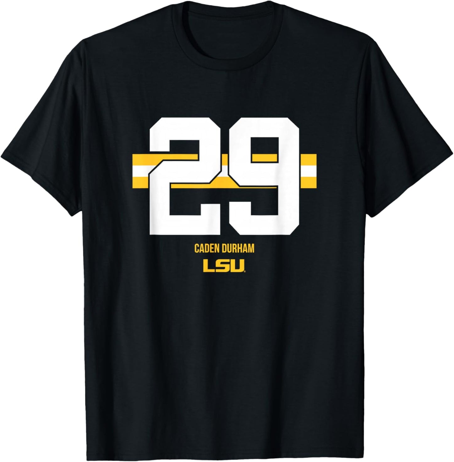 LSU Football: Caden Durham 29 Stripe T-Shirt - T-Shirt | Black