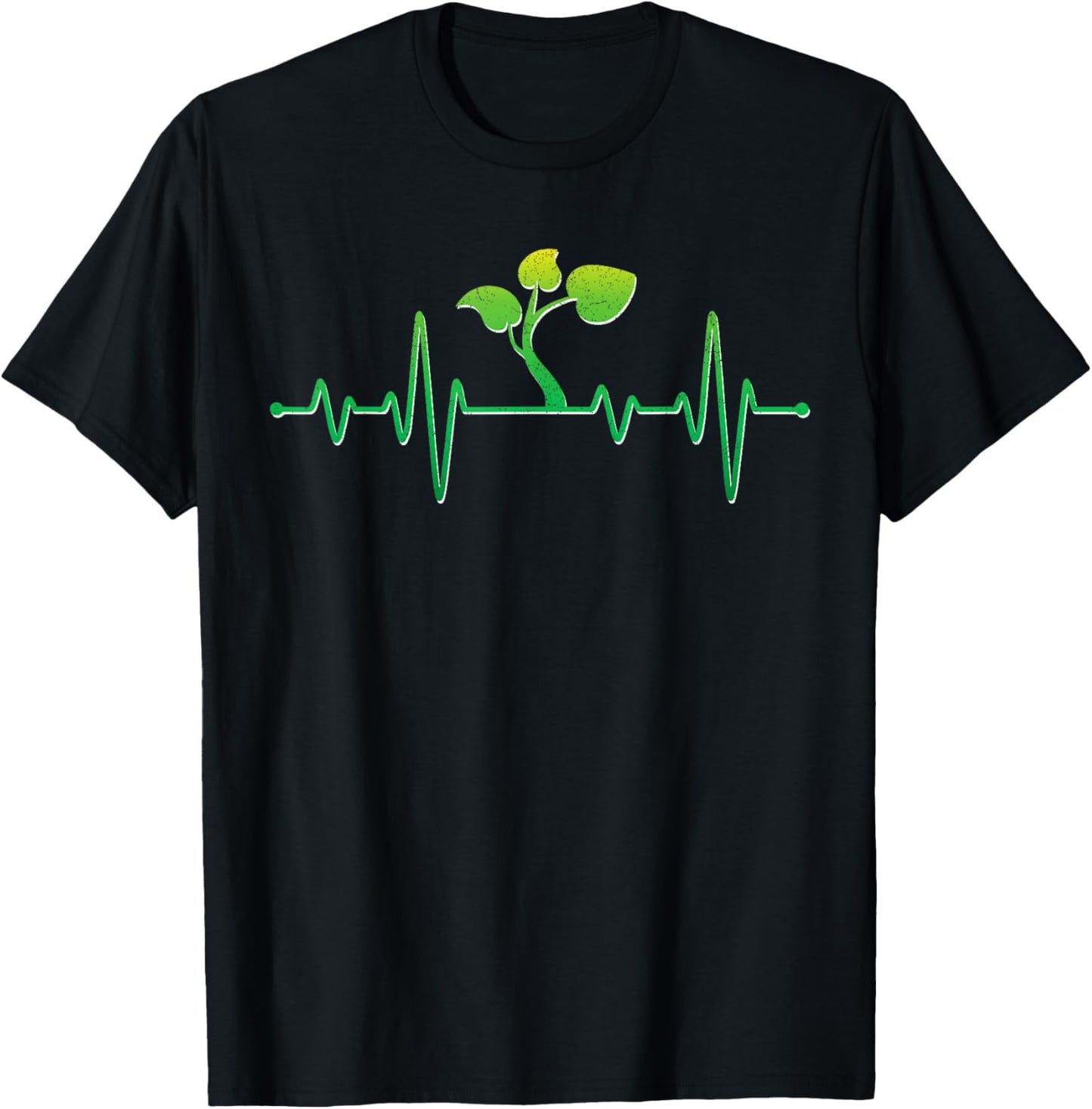 Garden Plant Lover Heartbeat Lawn Mowing Planting Gardener T-Shirt - T-Shirt | Black