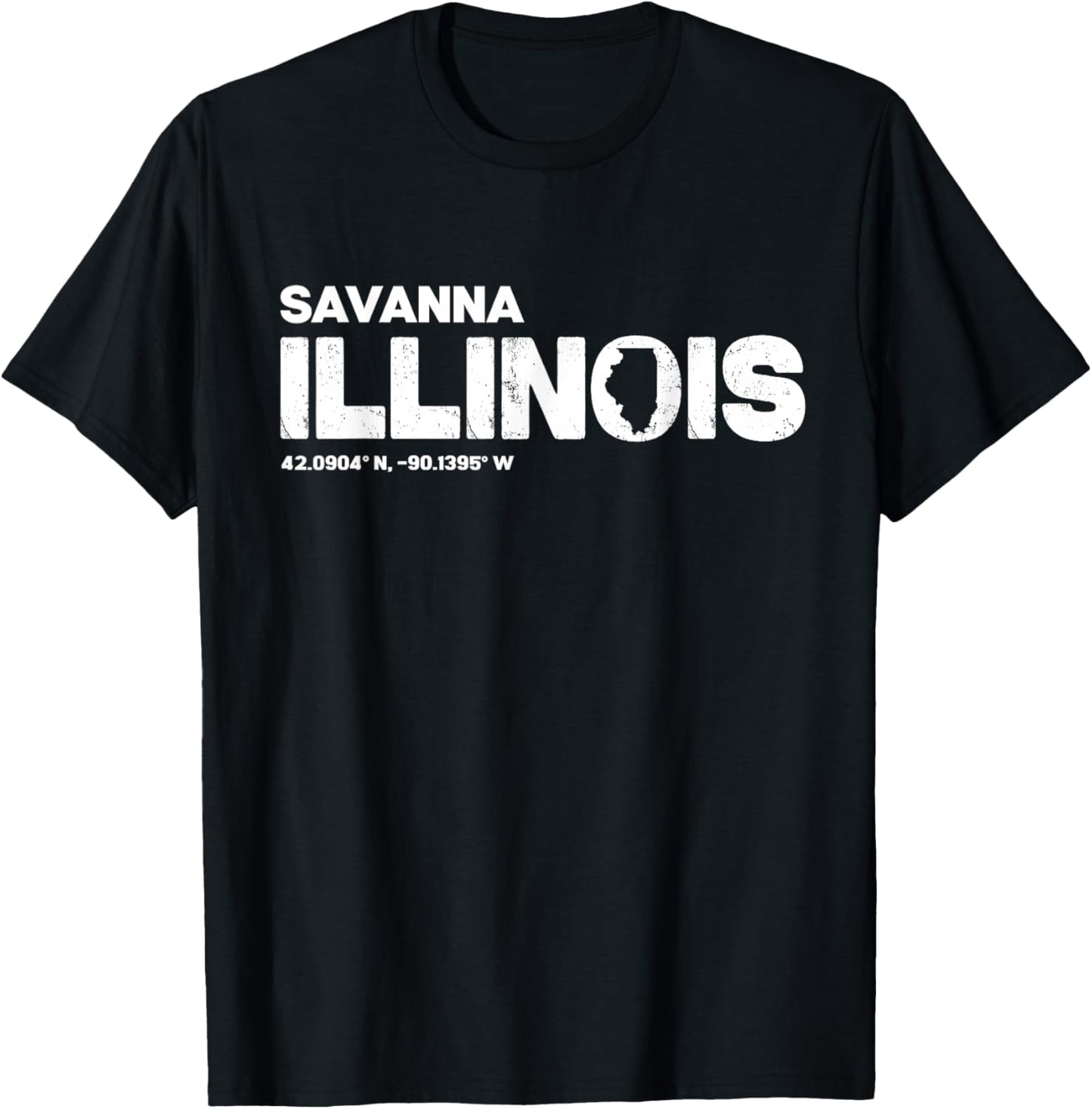 Savanna Illinois State Roots Typography Design T-Shirt - T-Shirt | Black