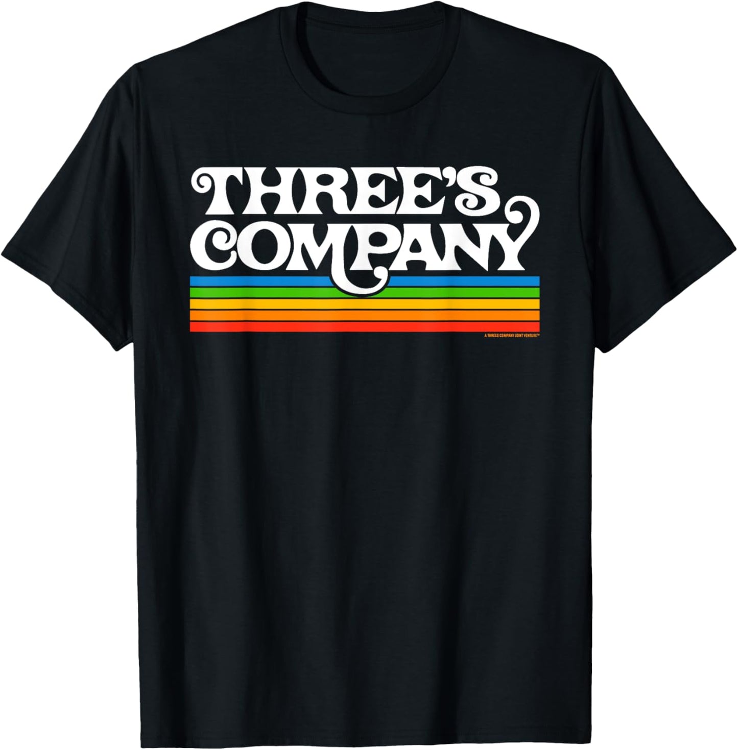 Three's Company Logo Retro Chromatic 80's Rainbow T-Shirt - T-Shirt | Black