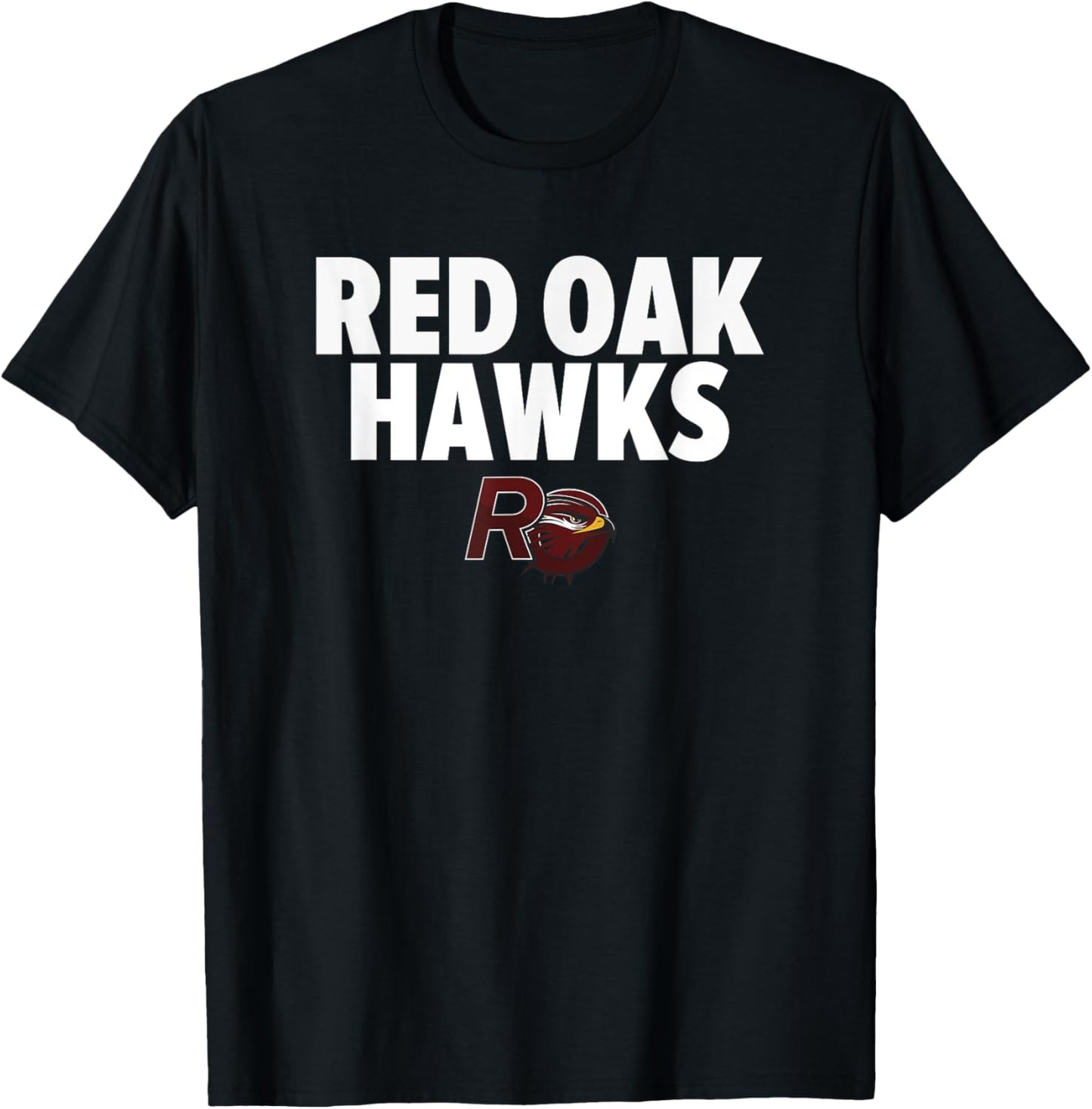 Red Oak Hawks Logo Bold HS T-Shirt - T-Shirt | Black