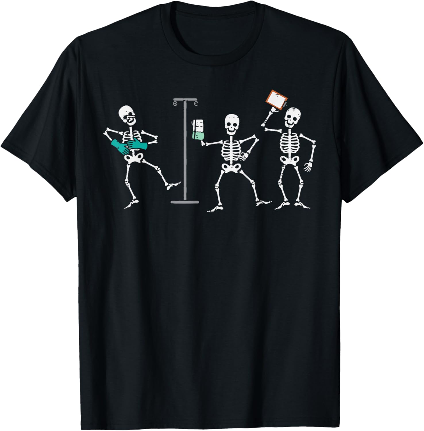 Halloween Ortho Nurse Skeletons Costume Scrub Top Men Women T-Shirt - T-Shirt | Black