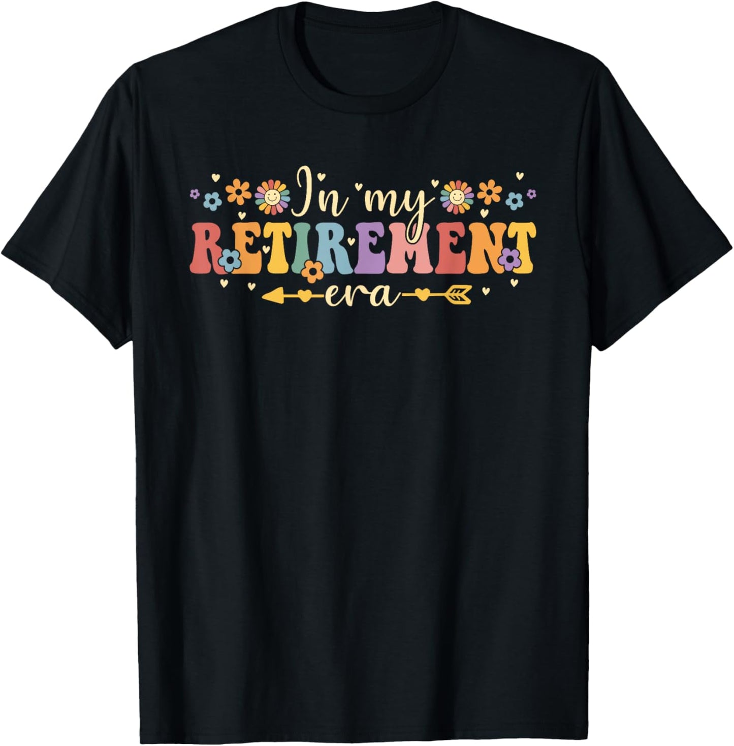 Groovy Retro In My Retirement Era Funny Teacher Retired 2025 T-Shirt - T-Shirt | Black