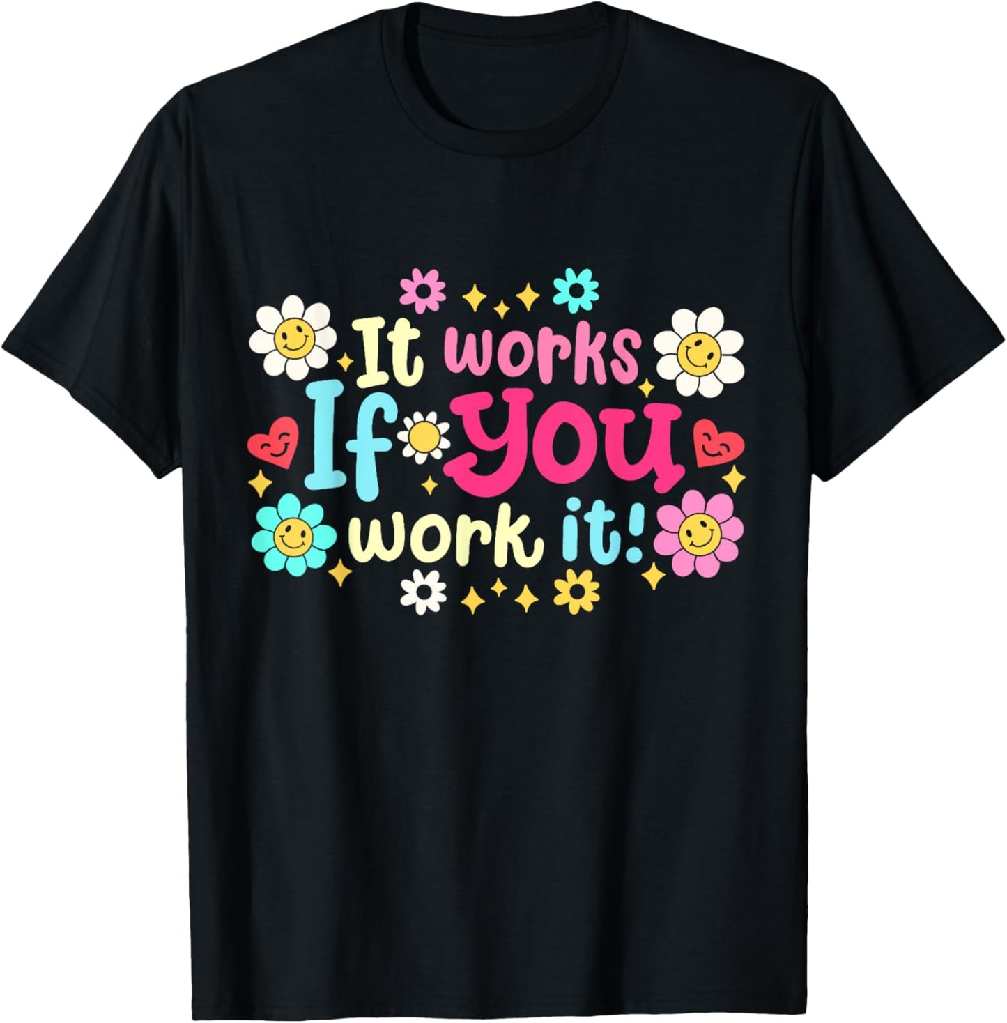 It Works If You Work It Retro Groovy Sobriety Pride Women T-Shirt - T-Shirt | Black