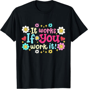 It Works If You Work It Retro Groovy Sobriety Pride Women T-Shirt - T-Shirt | Black
